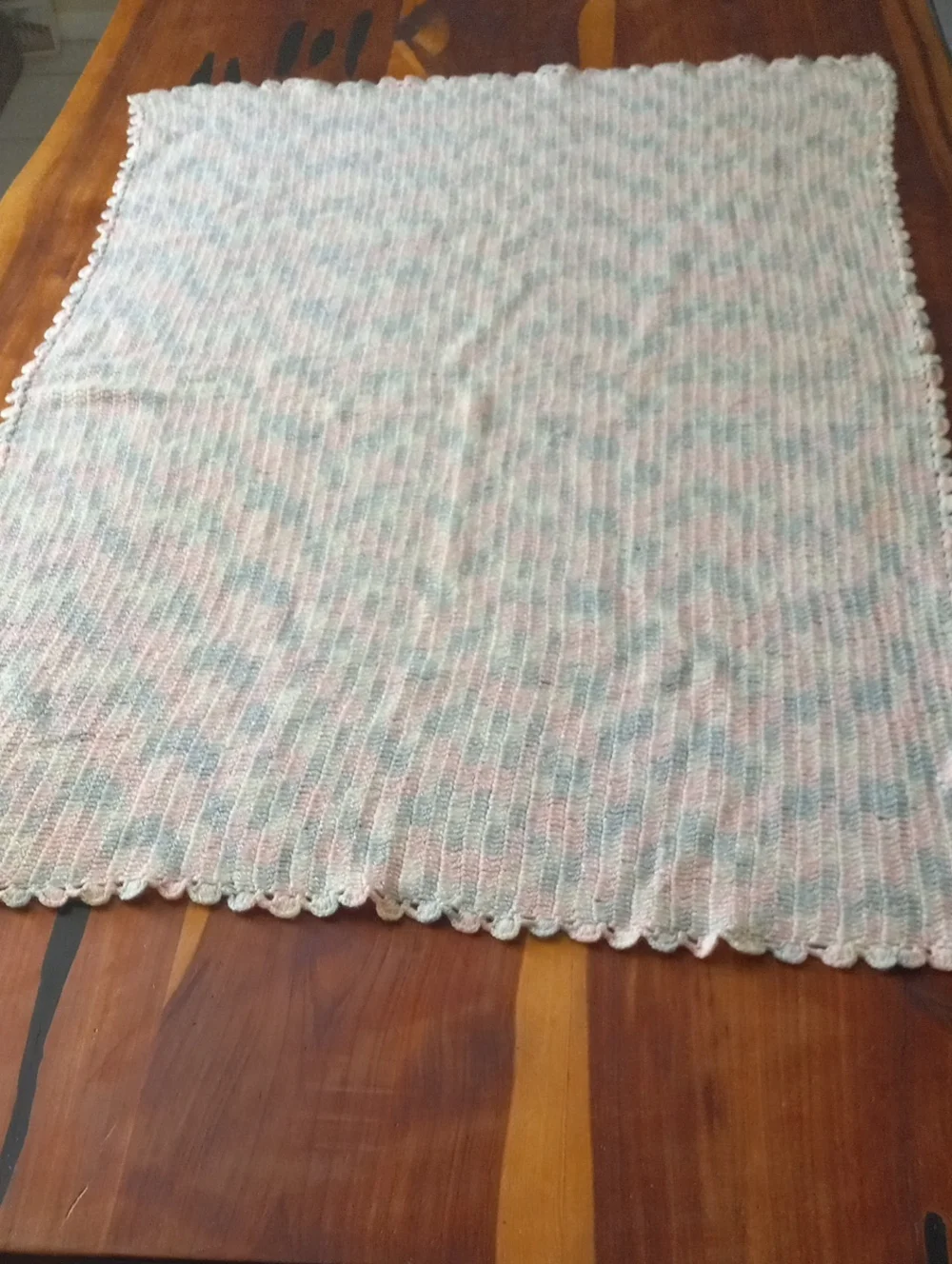 Vintage Handmade Crochet Baby Blanket Afghan - Pastel Multi-Color Striped